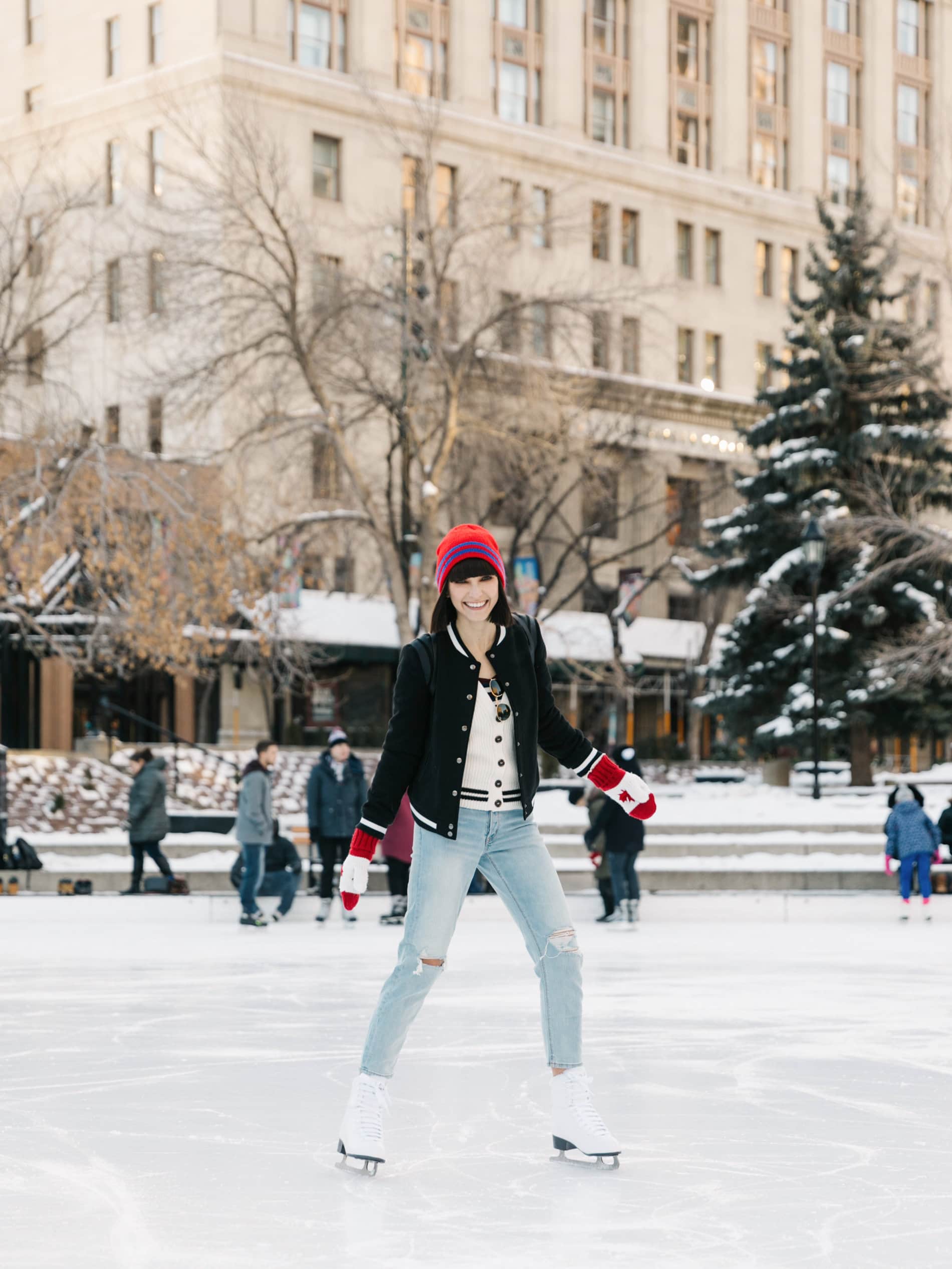Ania B skating at Olympic Plaza, Calgary