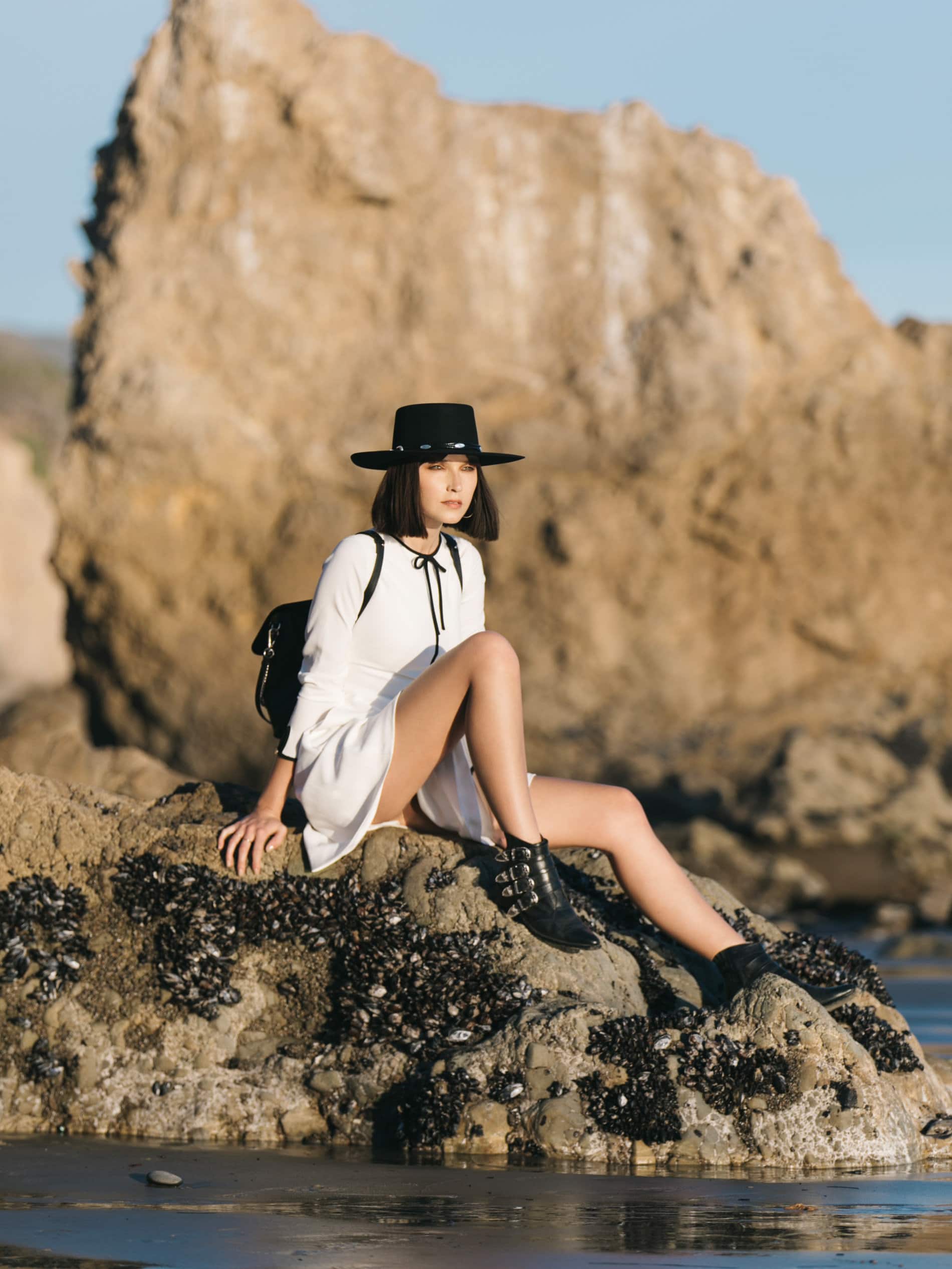 Sit and stare, cowboy outfit - El Matador Beach, Malibu
